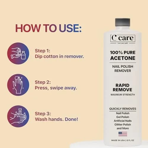 C CARE 8 Fl oz Nail Polish Remover | Professional-Grade Acetone for All Nails thumbnail 4