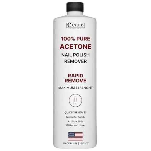 C CARE 16 Fl oz Acetone Nail Polish Remover | Rapid Gel & Glitter Removal, Professional Quality — 100% Pure Acetone