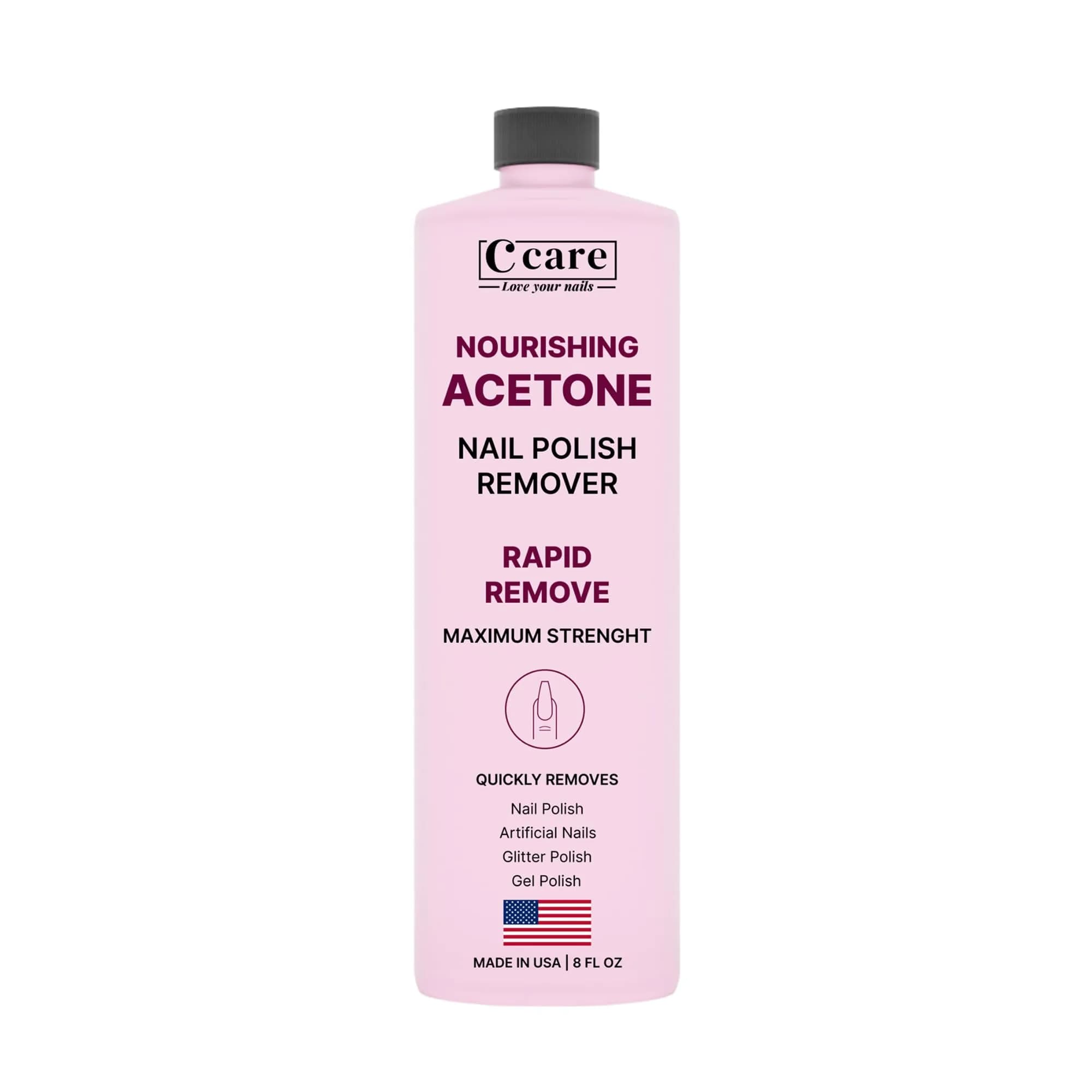 C CARE Acetone Nail Polish Remover 8 Fl oz | Fast-Acting, Nourishing, Gentle on Skin