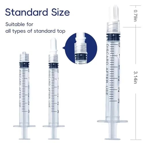 ZWCP 3mL Luer Lock Syringe (No Needle) - Sterile, Individually Wrapped, Pack of 20 | Accurate Liquid Measurement thumbnail 3