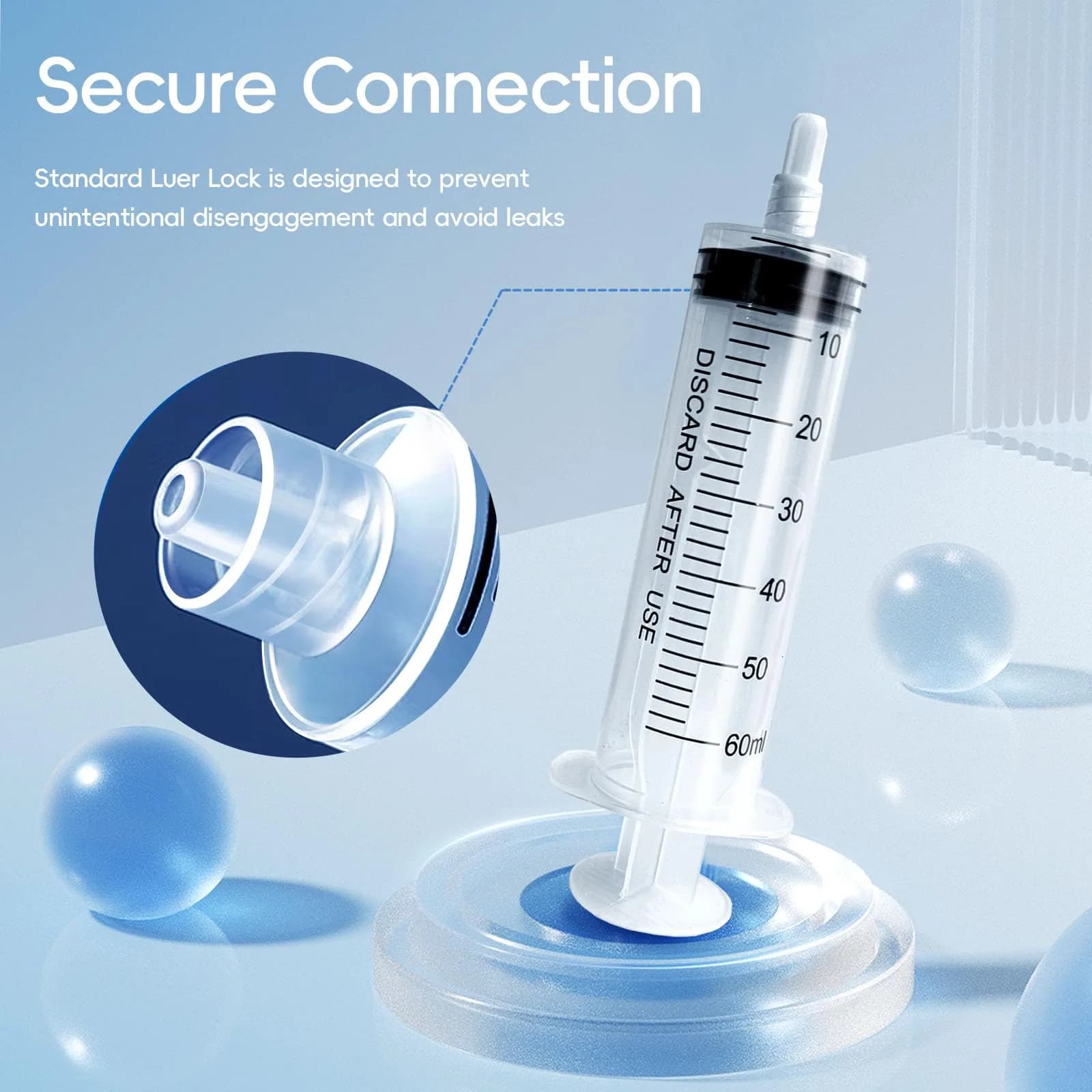 ZWCP 60ml Luer Lock Syringe (No Needle) - Pack of 50 | Sterile, Leak-Proof, Accurate Measurement - view 5