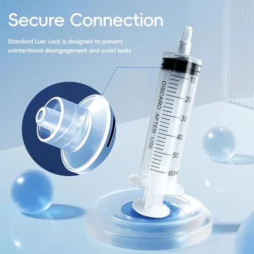 ZWCP 60ml Luer Lock Syringe (No Needle) - Pack of 50 | Sterile, Leak-Proof, Accurate Measurement thumbnail 5