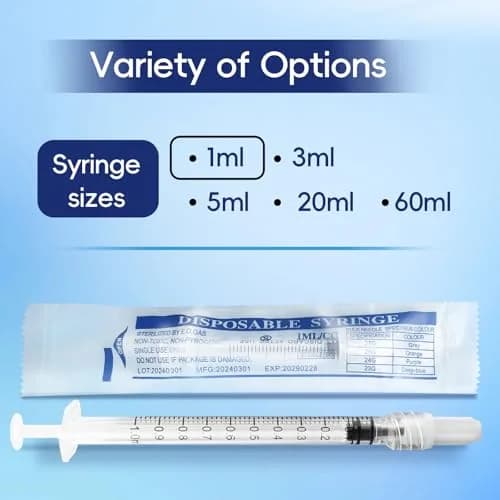 ZWCP 1mL Luer Lock Syringe (No Needle) Pack of 50 | Sterile, Individually Wrapped, Leak-Proof thumbnail 5