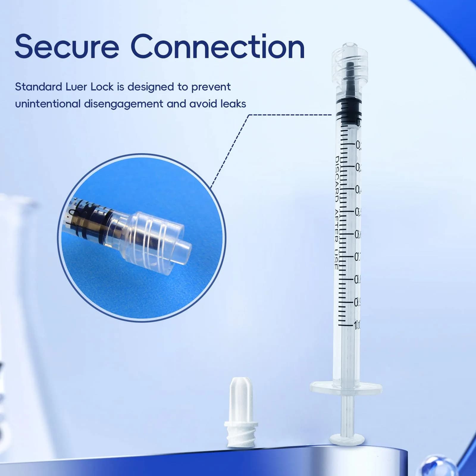 ZWCP 1mL Luer Lock Syringe (No Needle) Pack of 50 | Sterile, Individually Wrapped, Leak-Proof - view 2
