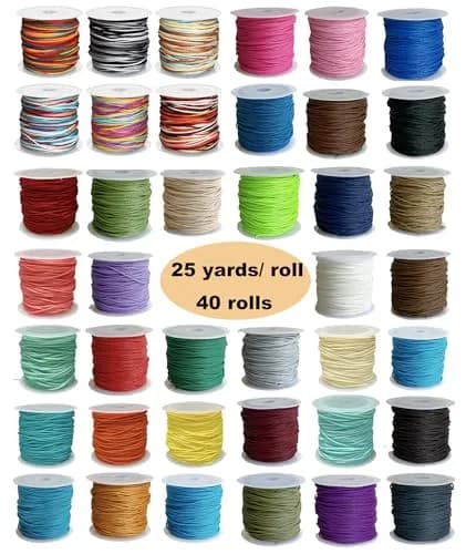 Phinicco 40 Colors 1mm Waxed Polyester Cord Bracelet Cord 900m (2953 ft) | Water-Resistant & Durable for Jewelry Making thumbnail 8