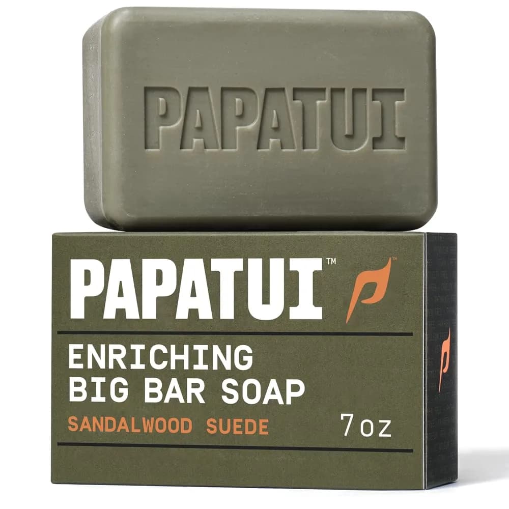 PAPATUI Enriching Bar Soap Sandalwood Suede 7oz | Nourishing & Masculine Scent