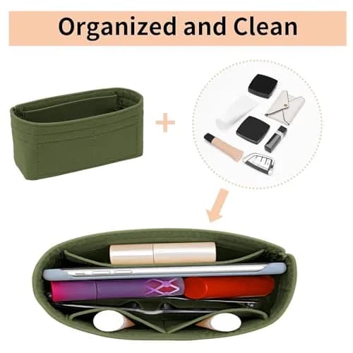 LOUKAYCCI Felt Mini Organizer Insert for Longchamp XS Bag, Green | 16.5cm (6.5") L x 5cm (2") W x 8cm (3.2") H thumbnail 5