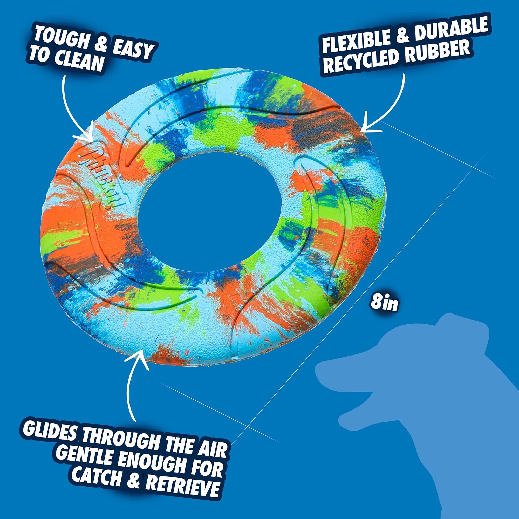 Chuckit! EcoFetch Flyer Rubber Dog Toy Medium 8 Inch Diameter | Durable Recycled Rubber for Fetch - view 4