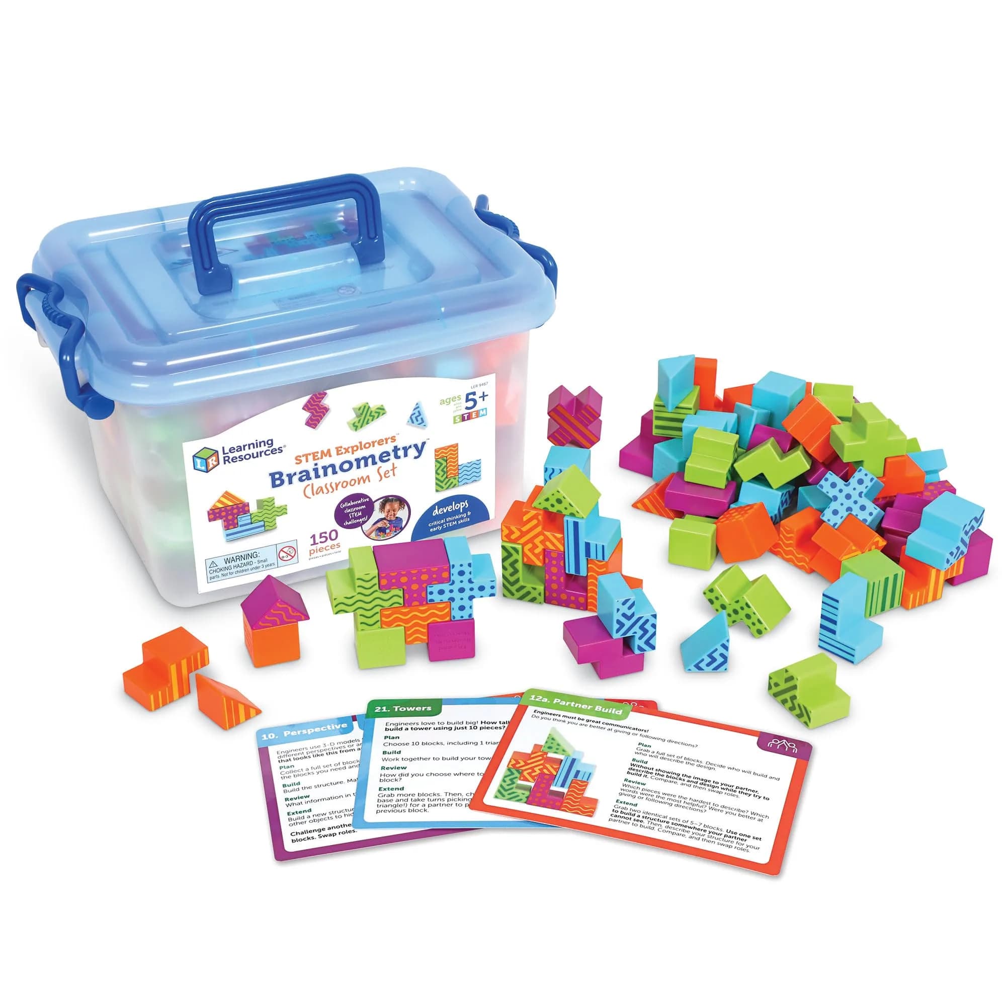 Learning Resources STEM Explorers Brainometry Classroom Set | 150 Pieces (120 Blocks + 30 Puzzles) — Brainometry Classroom Set