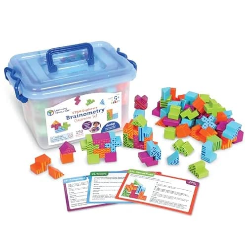 Learning Resources STEM Explorers Brainometry Classroom Set | 150 Pieces (120 Blocks + 30 Puzzles) thumbnail 1