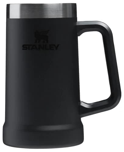 STANLEY Stay-Chill Beer Stein 680 ml (24 oz) | Heavy Duty Big Grip Handle | Insulated Stainless Steel Party Mug | BPA-Free | Black 2.0 — Black 2.0