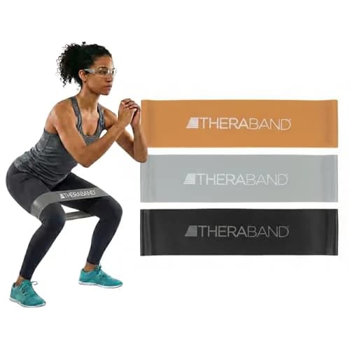 THERABAND Resistance Band Loop Set of 3, 12" (30.48 cm) Black/Silver/Gold | Advanced Strength & Mobility Training thumbnail 2