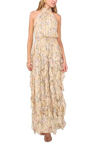 1.STATE Sleeveless Cascading Maxi Dress | Elegant Floor-Length Casual Summer Style (0.454kg, 17.78cm x 27.94cm x 5.08cm) thumbnail 1
