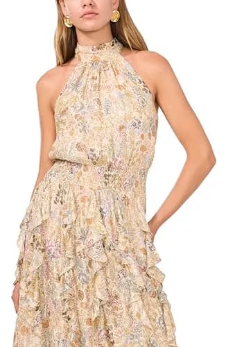 1.STATE Sleeveless Cascading Maxi Dress | Elegant Floor-Length Casual Summer Style (0.454kg, 17.78cm x 27.94cm x 5.08cm) thumbnail 2