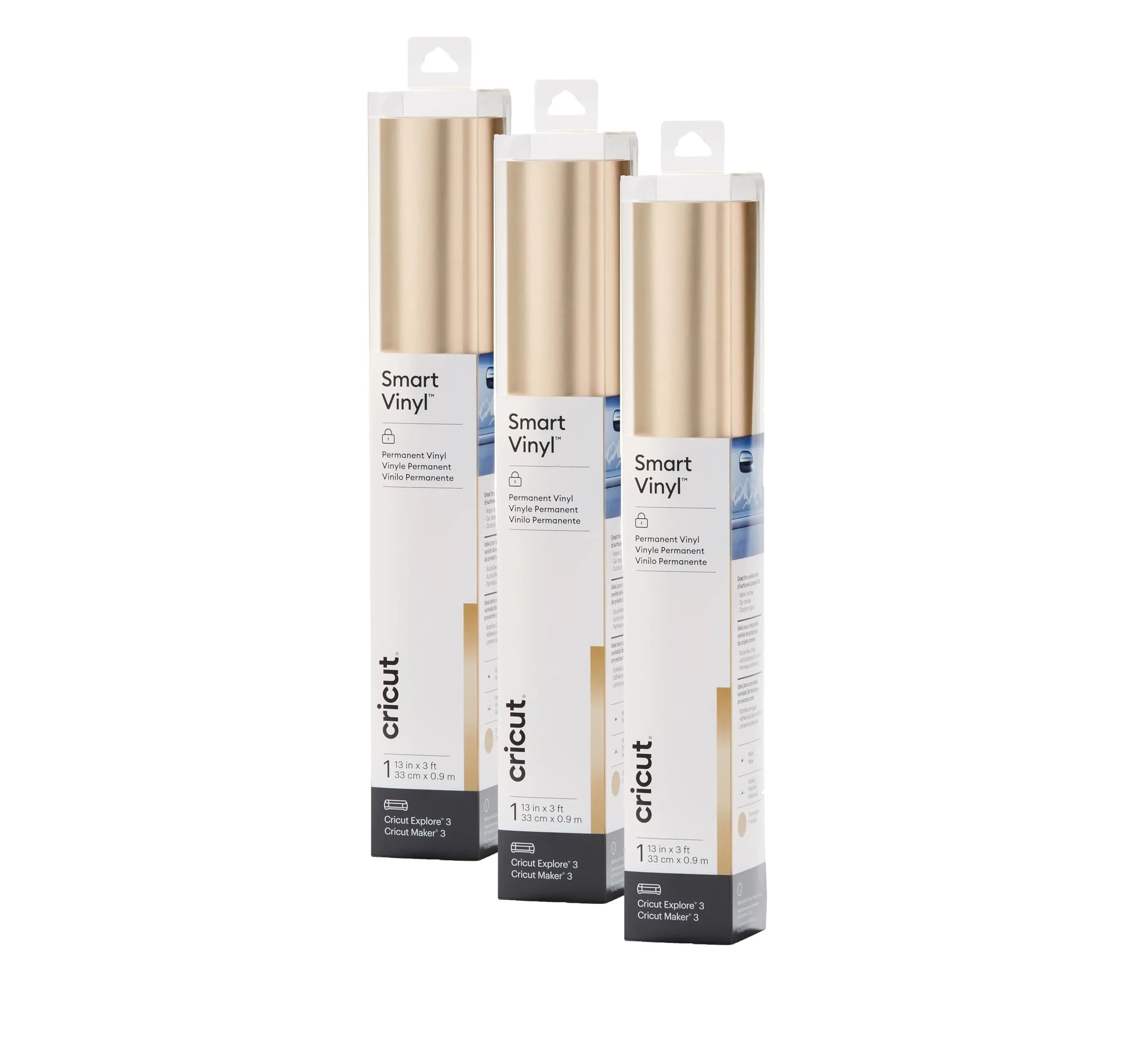 Cricut Smart Permanent Vinyl, Matte Metallic Champagne - 3-Pack of 3ft Rolls (13"x36") - main product image