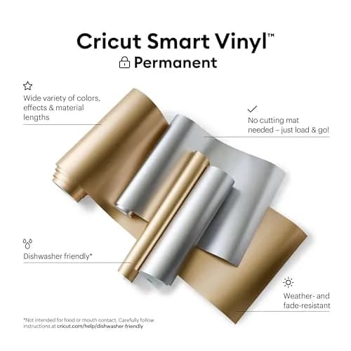Cricut Smart Permanent Vinyl, Matte Metallic (Champagne) | 3 Rolls of 3ft (13"x36") - Matless Cutting thumbnail 2