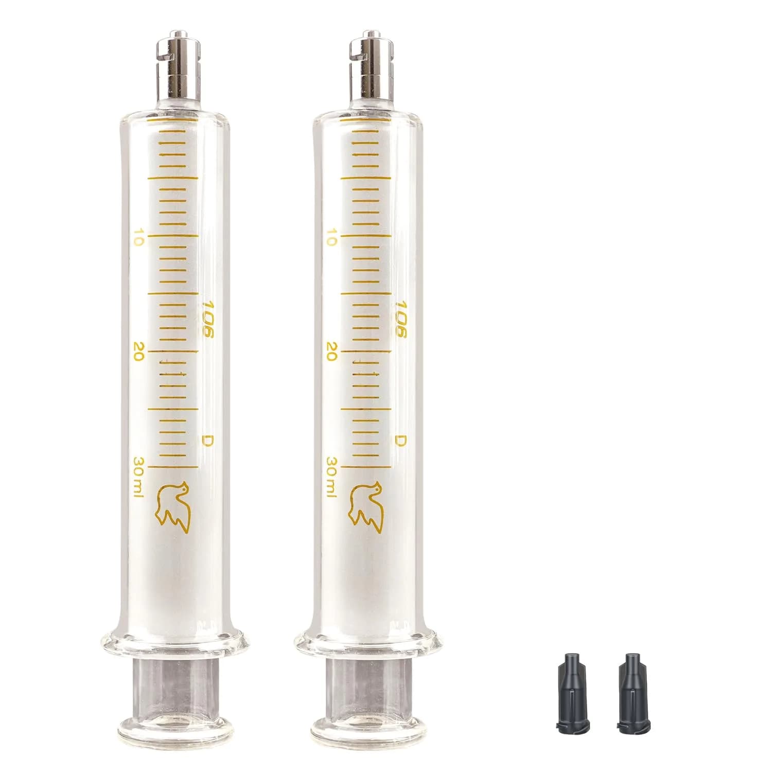 Jiaxix 2-Pack 5ml Borosilicate Glass Syringe | Reusable, High-Temperature Resistant, Precise Liquid Extraction — 30ml