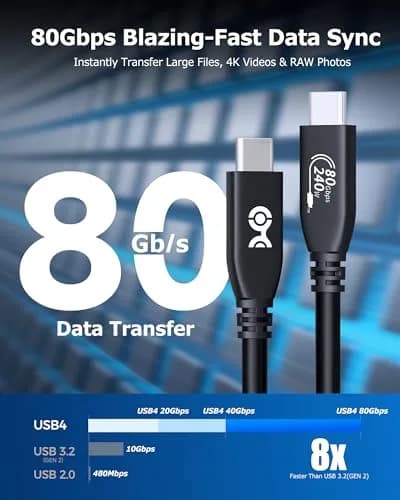 Cable Matters USB4 Cable 4.9ft | 80Gbps Thunderbolt 5/4 Compatible, 8K Video, 240W Power thumbnail 4