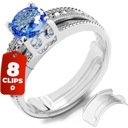 5 STARS UNITED Clip Ring Adjusters 8 Sizes (1-8mm Flat Bands) | Secure Fit for Loose Rings thumbnail 1