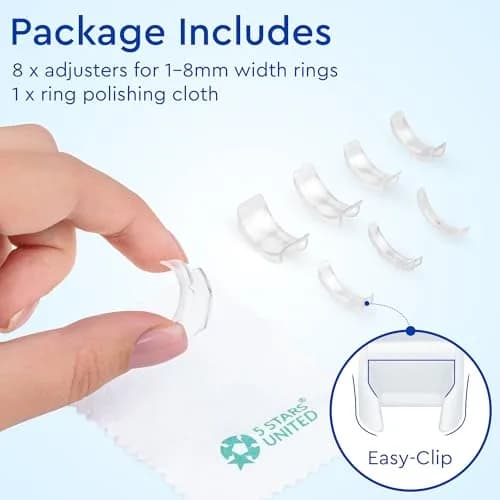 5 STARS UNITED Clip Ring Adjusters 8 Sizes (1-8mm Flat Bands) | Secure Fit for Loose Rings thumbnail 3
