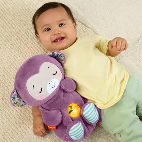 Fisher-Price Soothe ‘n Snuggle Purple Monkey Plush Sound Machine with Breathing Motion & Lights | Newborns 0+ Months thumbnail 7