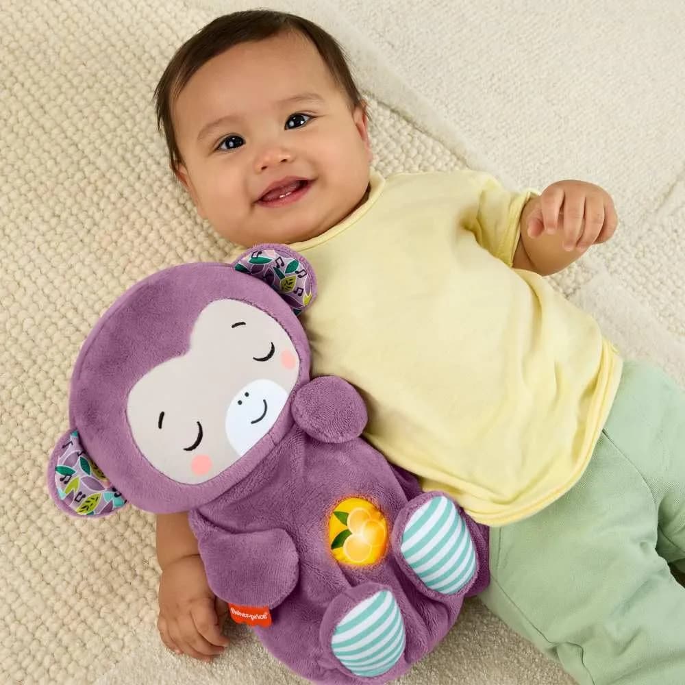 Fisher-Price Soothe ‘n Snuggle Purple Monkey Plush Sound Machine with Breathing Motion & Lights | Newborns 0+ Months - view 7