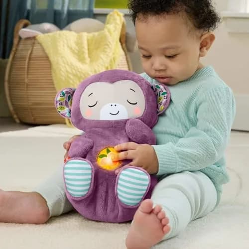 Fisher-Price Soothe ‘n Snuggle Purple Monkey Plush Sound Machine with Breathing Motion & Lights | Newborns 0+ Months thumbnail 8