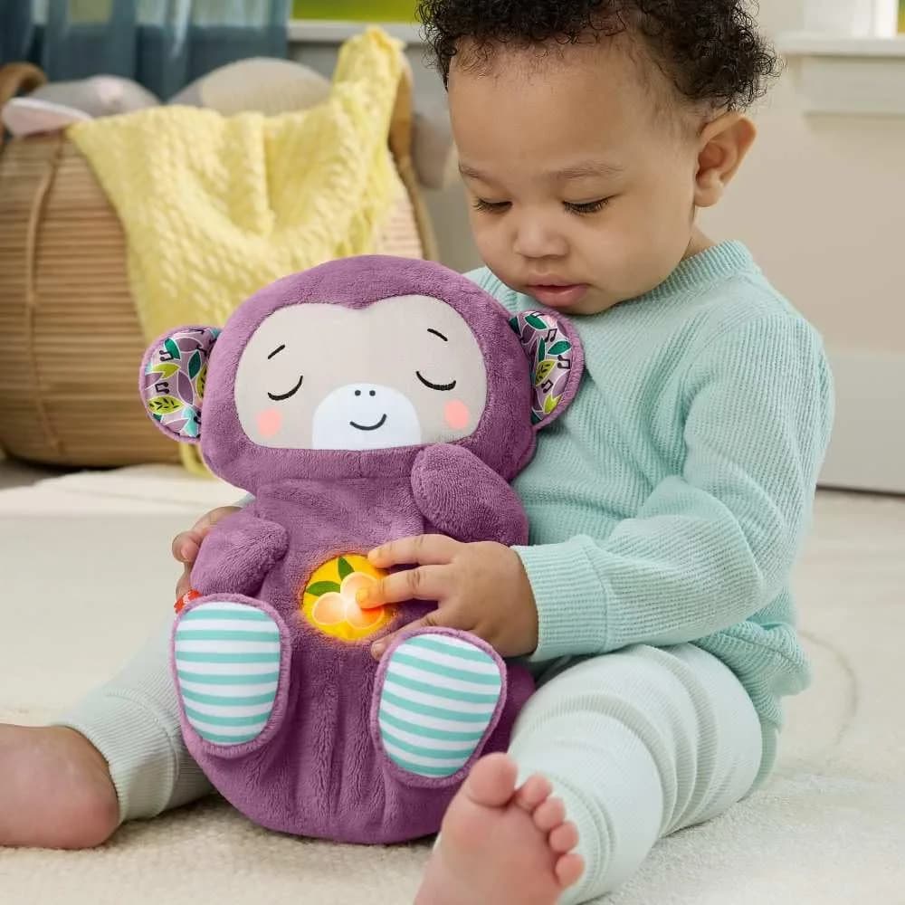 Fisher-Price Soothe ‘n Snuggle Purple Monkey Plush Sound Machine with Breathing Motion & Lights | Newborns 0+ Months - view 2