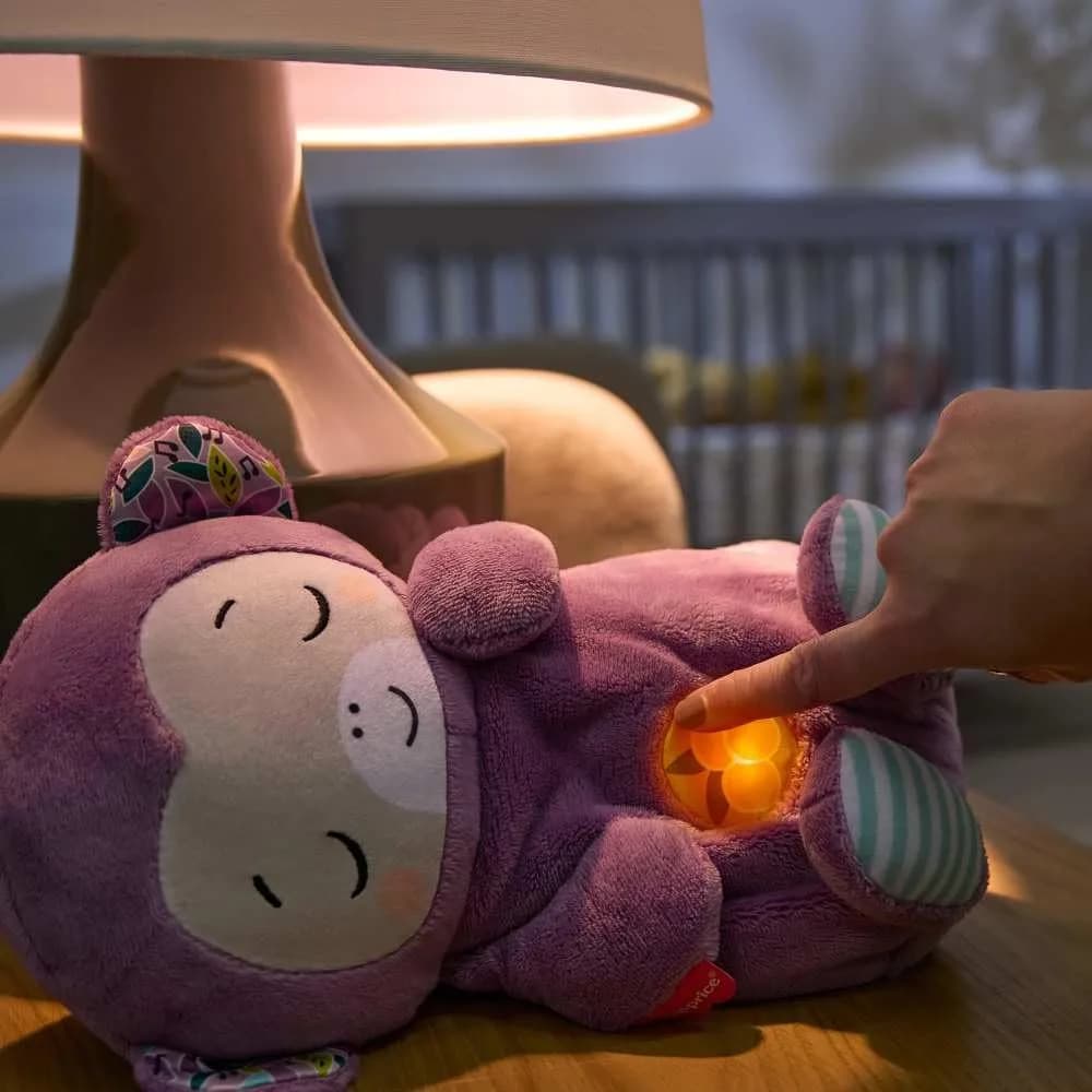 Fisher-Price Soothe ‘n Snuggle Purple Monkey Plush Sound Machine with Breathing Motion & Lights | Newborns 0+ Months - view 3