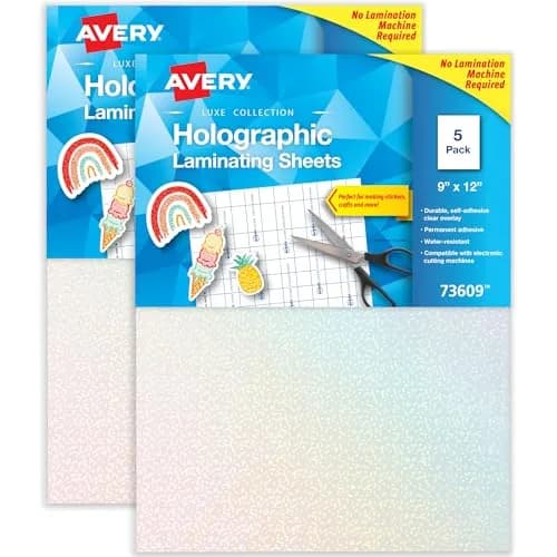 Avery Luxe Collection Holographic Laminating Sheets Speckled Dots 9" x 12" (20 Sheets Total) | Self-Adhesive, No Machine Needed thumbnail 1