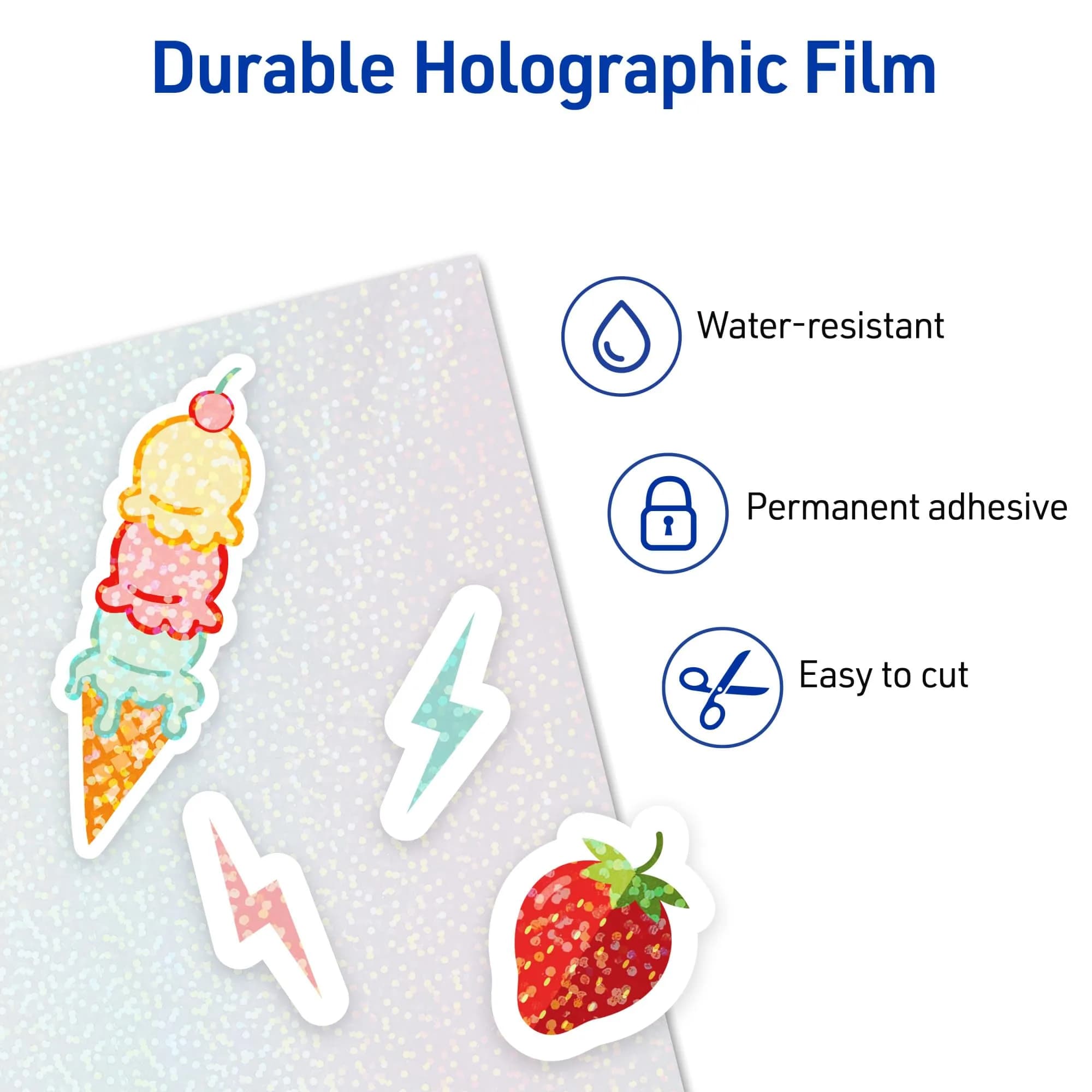 Avery Luxe Collection Holographic Laminating Sheets Speckled Dots 9" x 12" (20 Sheets Total) | Self-Adhesive, No Machine Needed - view 4