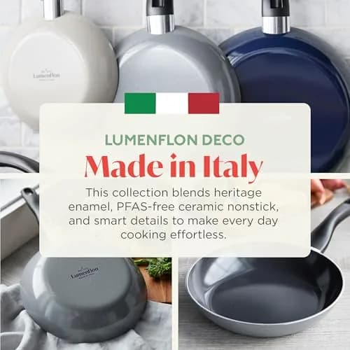 Lumenflon Deco 9.5” Nonstick Frying Pan Skillet | Italian Made, PFAS-Free, Dishwasher & Metal Safe, High Walls, Gray thumbnail 4