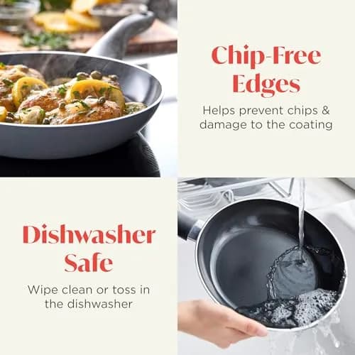 Lumenflon Deco 9.5” Nonstick Frying Pan Skillet | Italian Made, PFAS-Free, Dishwasher & Metal Safe, High Walls, Gray thumbnail 5