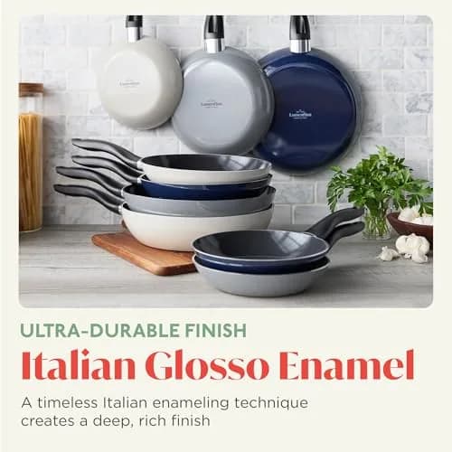 Lumenflon Deco 9.5” Nonstick Frying Pan Skillet | Italian Made, PFAS-Free, Dishwasher & Metal Safe, High Walls, Gray thumbnail 2
