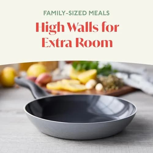 Lumenflon Deco 9.5” Nonstick Frying Pan Skillet | Italian Made, PFAS-Free, Dishwasher & Metal Safe, High Walls, Gray thumbnail 3