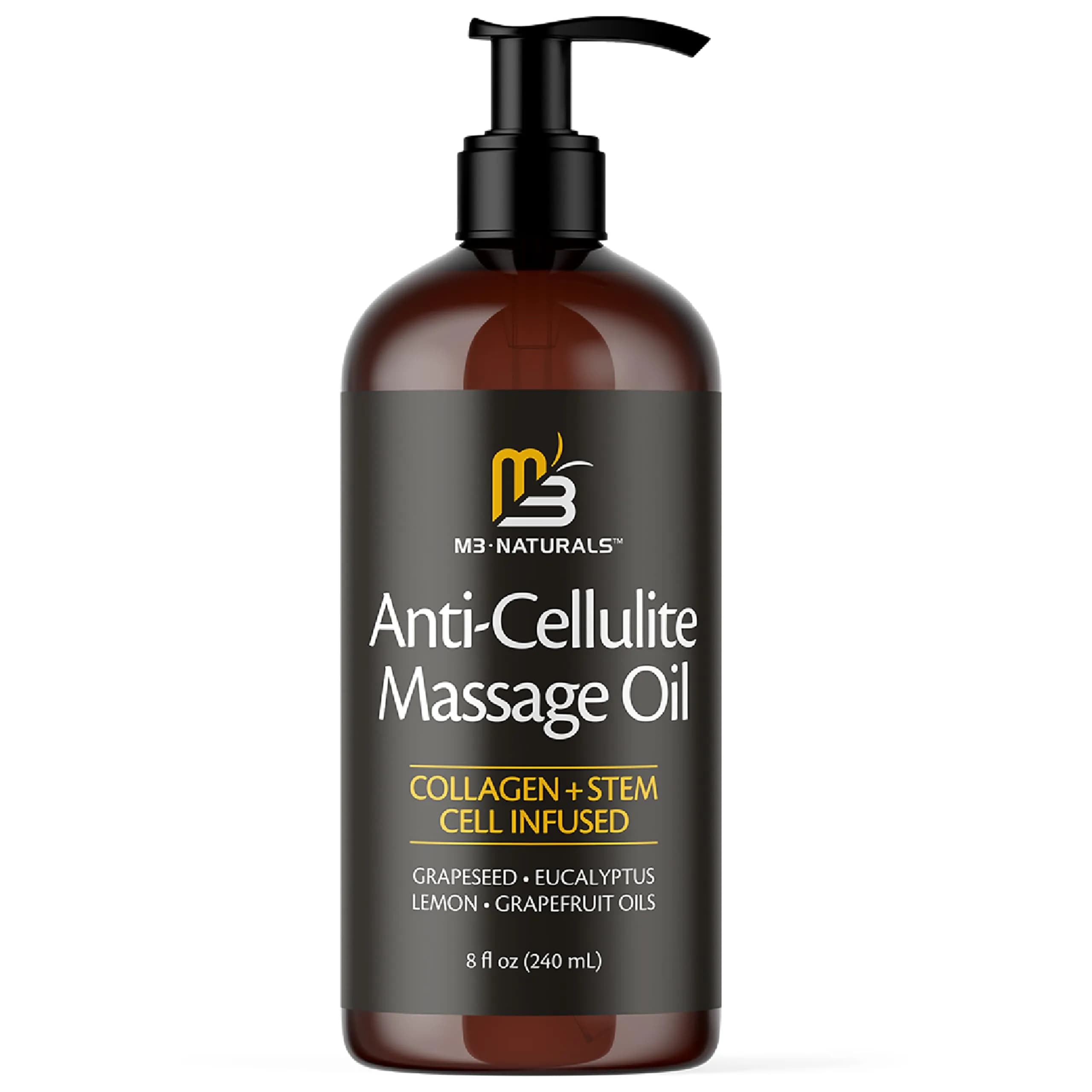 M3 Naturals Anti Cellulite Oil & Lymphatic Drainage Massager Kit | 8 fl oz (237 ml) | Smoother Skin - view 2
