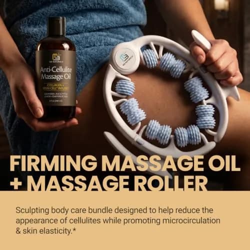 M3 Naturals Anti Cellulite Oil & Lymphatic Drainage Massager Kit | 8 fl oz (237 ml) | Smoother Skin thumbnail 5