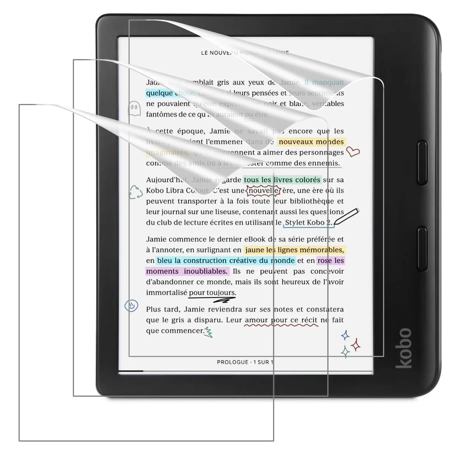 MoKo Anti-Glare Screen Protector for Kobo Libra Colour 7 Inch 2024 / Libra 2 E-Reader 7" 2021 | 3 Pack Matte PET Film