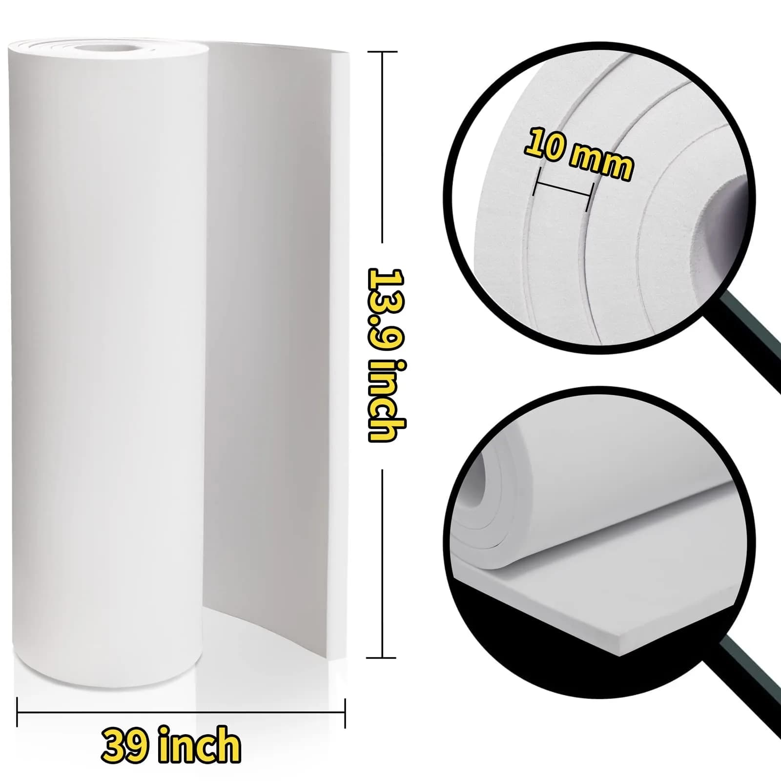 MEARCOOH White EVA Foam Sheets Roll 10mm Thick (99cm x 35.5cm) | Premium Craft Foam for Cosplay & Costumes - view 2