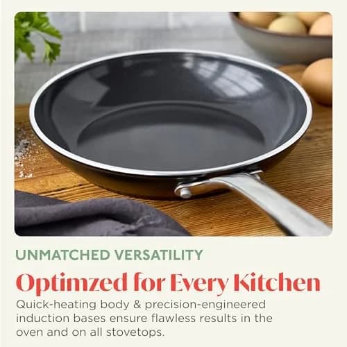 Lumenflon Orfeo 9.5” Nonstick Frying Pan, Made in Italy, Diamond Ceramic PFAS-Free Cookware, Induction Ready, Scratch Resistant, Dishwasher Safe, Black | 9.5 inch diameter thumbnail 2