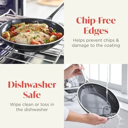 Lumenflon Orfeo 9.5” Nonstick Frying Pan, Made in Italy, Diamond Ceramic PFAS-Free Cookware, Induction Ready, Scratch Resistant, Dishwasher Safe, Black | 9.5 inch diameter thumbnail 3