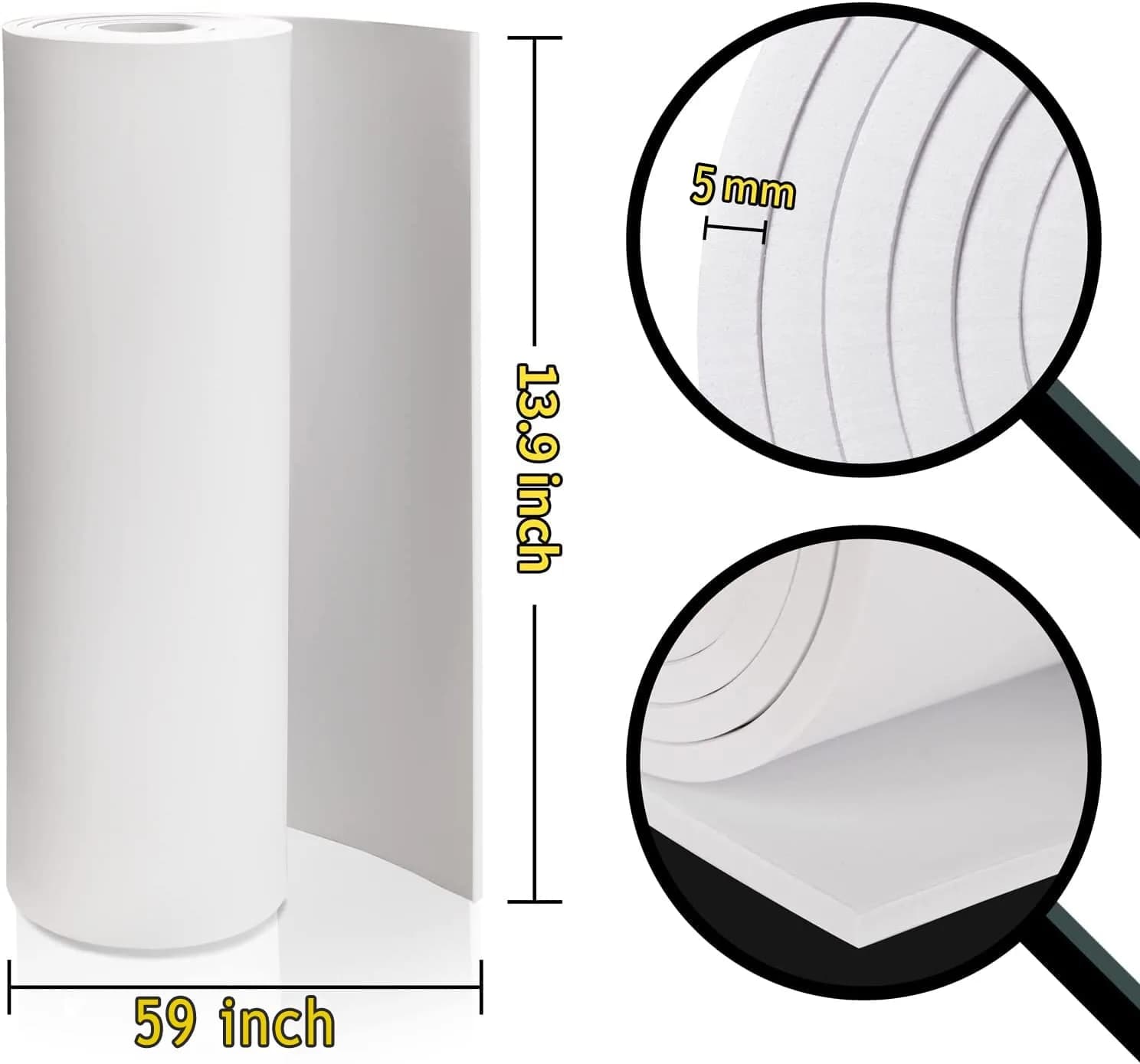 MEARCOOH White EVA Foam Sheets Roll 5mm Thick (150cm x 35.5cm) | Premium Cosplay Craft Foam for Beginners - view 2