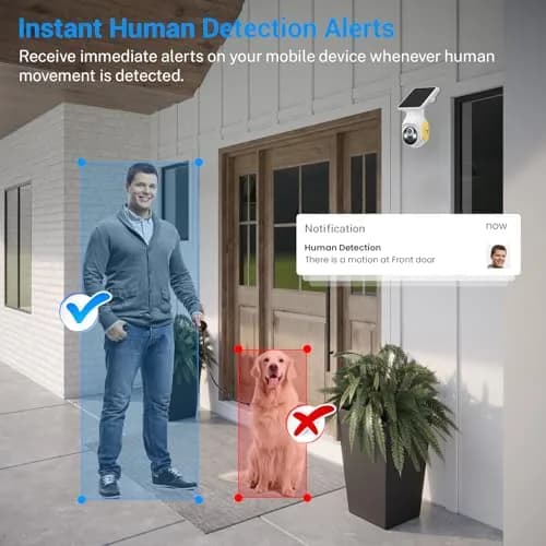 FameVibe 1080p Solar Security Camera with 5200mAh Battery & Solar Panel | AI Human Detection, 2-Way Audio, Color Night Vision, 355° Pan & 90° Tilt thumbnail 3