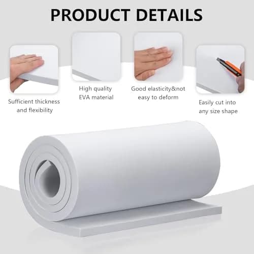 MEARCOOH White EVA Foam Cosplay Sheet Roll 1.5 cm (0.59 in) | Premium Craft Foam for Costumes thumbnail 3