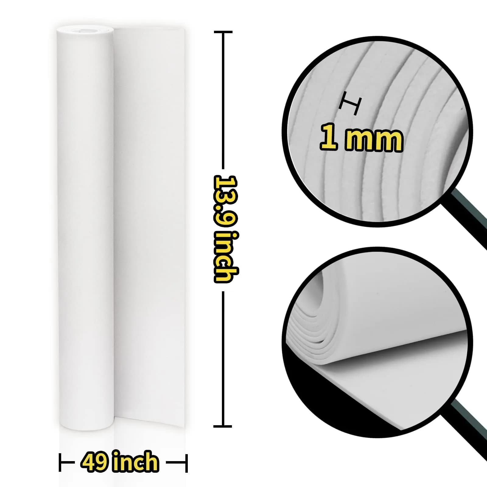 MEARCOOH 1mm Thick White EVA Foam Cosplay Sheets Roll, 3-Pack 34.3cm x 124.5cm (13.5" x 49") | Premium Craft Foam for Cosplay - view 2