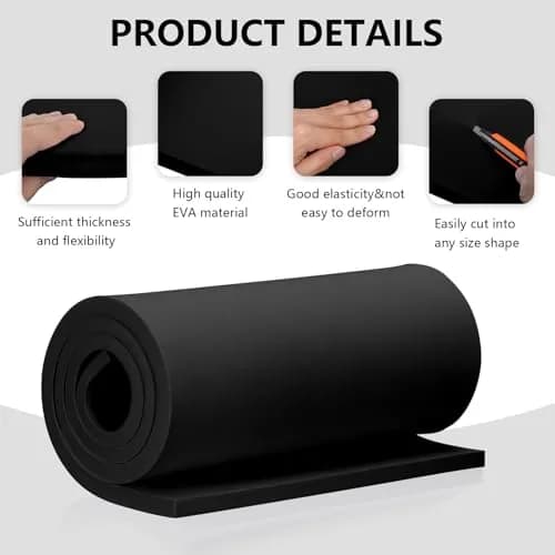 MEARCOOH 20mm Thick Black EVA Foam Cosplay Sheets Roll, 35.5 cm x 99 cm (13.9" x 39") | Premium Craft Foam for Cosplay Armor thumbnail 4