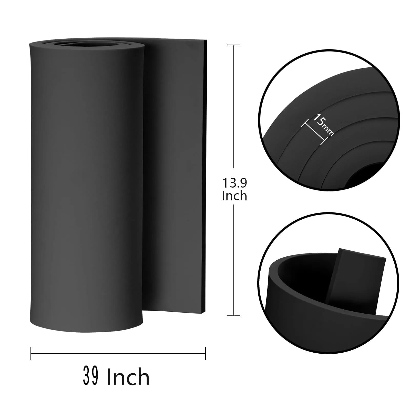 MEARCOOH 20mm Thick Black EVA Foam Cosplay Sheets Roll, 35.5 cm x 99 cm (13.9" x 39") | Premium Craft Foam for Cosplay Armor - view 2