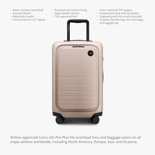Monos Carry-On Pro Plus 23" | Hardside Spinner, TSA Lock, 360° Wheels, Airline-Approved, Rose Quartz thumbnail 6