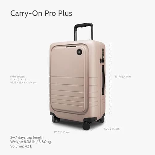 Monos Carry-On Pro Plus 23" | Hardside Spinner, TSA Lock, 360° Wheels, Airline-Approved, Rose Quartz thumbnail 3