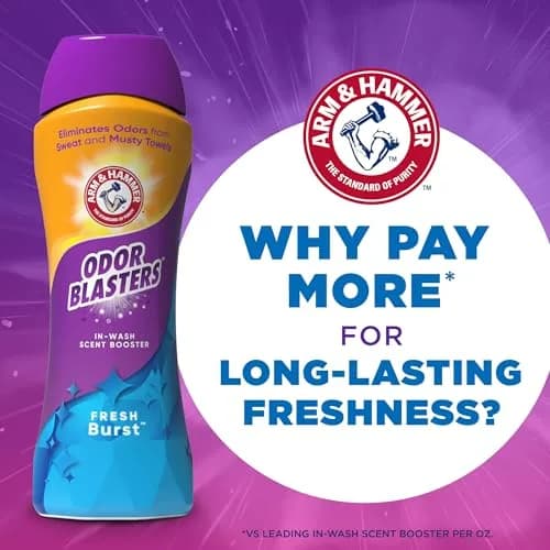 ARM & HAMMER Odor Blasters Laundry Scent Booster, Fresh Burst Scent, 709 ml (24 Oz) | Long-Lasting Fragrance with Baking Soda thumbnail 8